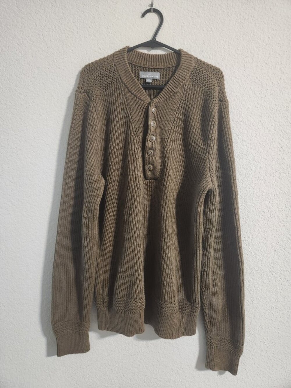 L.L. Bean Signature Men’s Cotton Ribbed Knit Sweater Olive Green size small